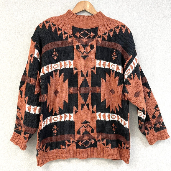 VTG Jay Jacobs Chunky Sweater Womens Large Aztec Southwestern Retro 80s 90s - Picture 1 of 8
